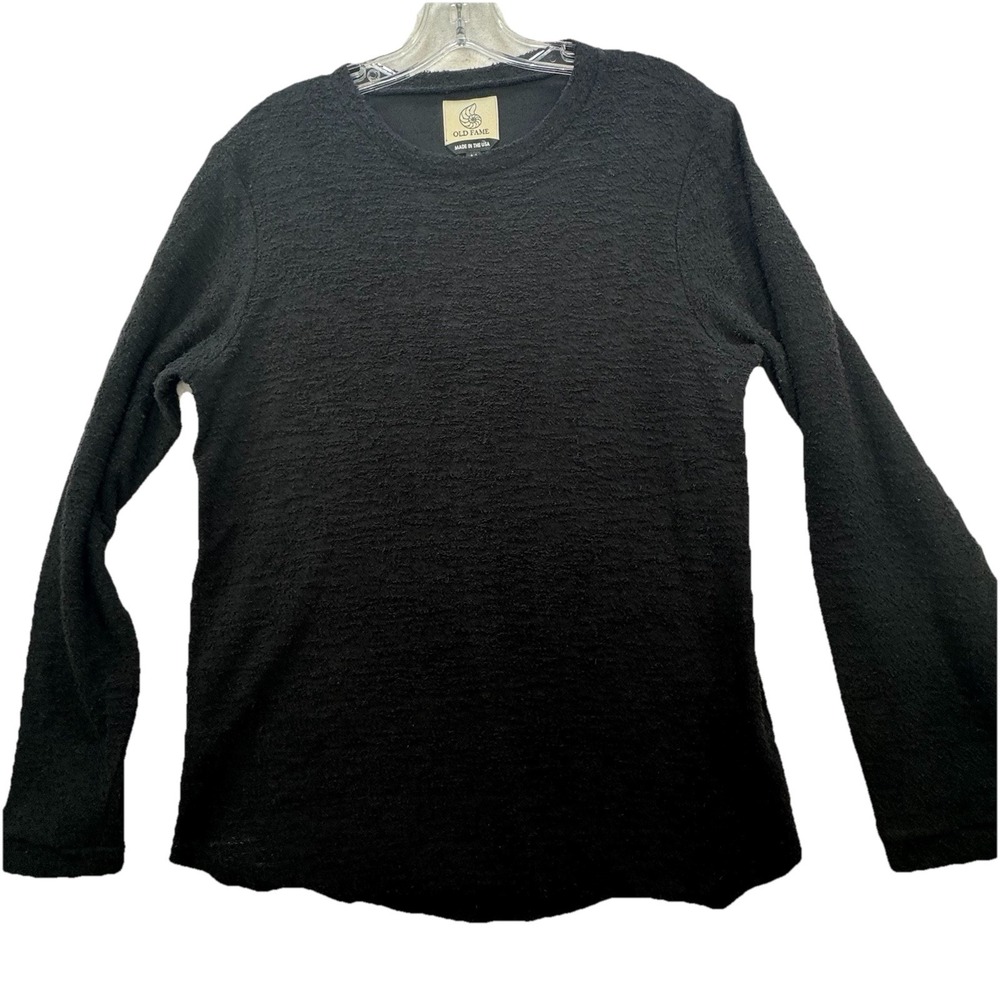 Old Fame Made In USA Textured Terry cloth Long Sleeve Top Women's M Lagenlook
